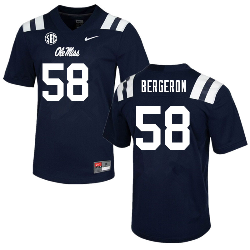 John Bergeron Ole Miss Rebels NCAA Men's Navy #58 Stitched Limited College Football Jersey YOO6158GO